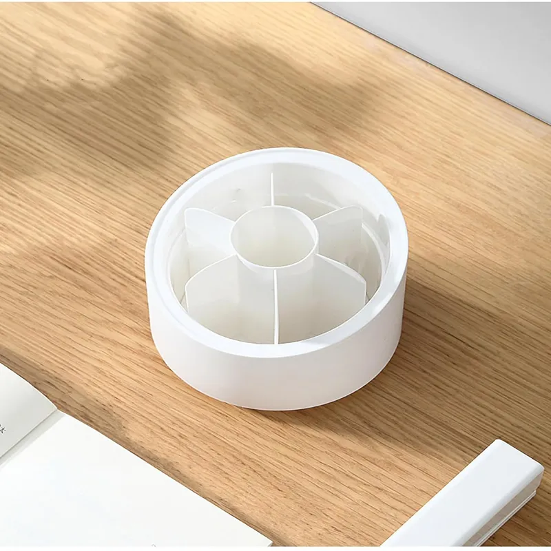 360° Rotary Cosmetic Brush Storage Bucket-Ra-10 White
