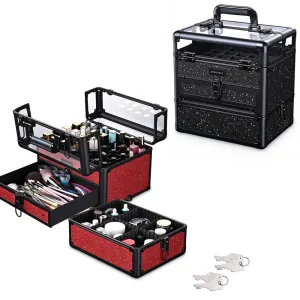 Byootique 2in1 Sparkle Makeup Case with Slots Drawer Key-Locked