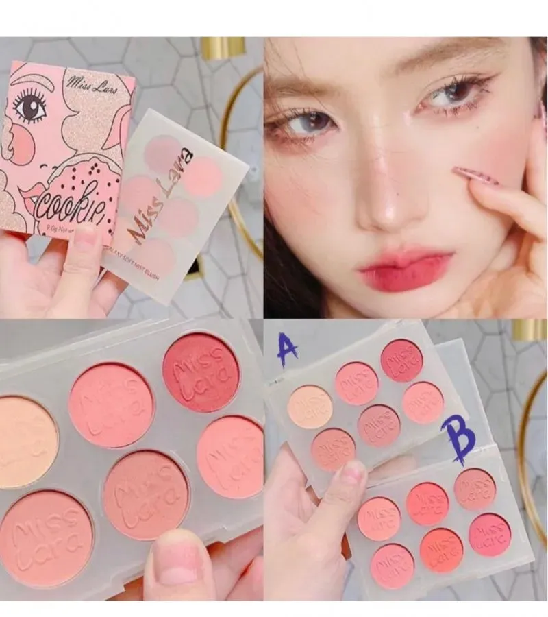 Miss Lara cookie eyeshadow & Blush palette 6 colors 9g Ms-37