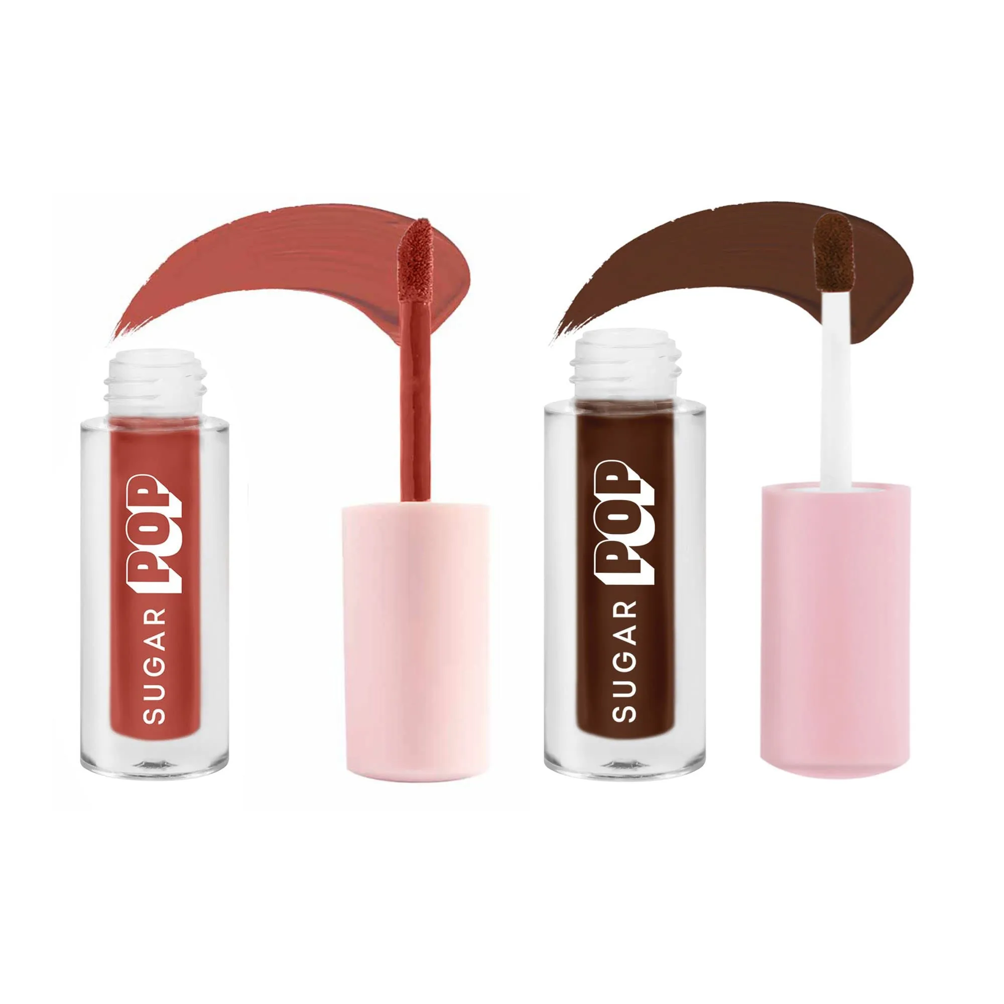 SUGAR POP 2 in 1 Matte Lipcolour Combo, Richly pigmented, Long-lasting, Ultra Matte, Smudge-Proof, 10 Rosewood & 17 Cocoa, Super Lip Kit Combo